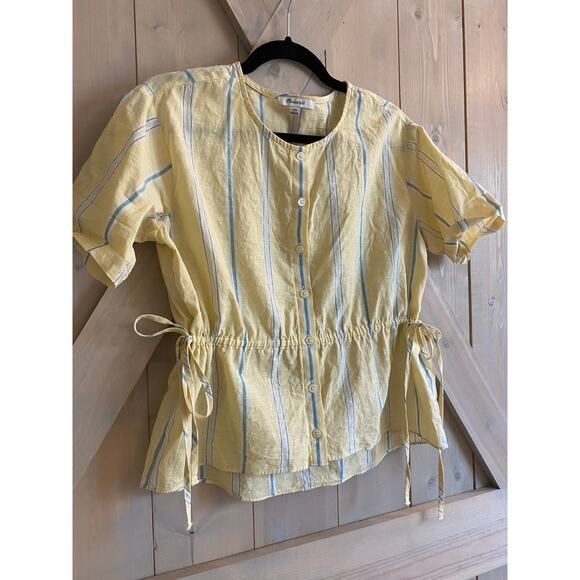 Madewell shirt blouse lot s xs yellow coral blouse Atlantic stripe Swiss dot - Picture 4 of 16